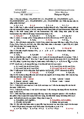 Đề thi thử khảo sát chất lượng cuối năm môn Hóa học Lớp 11 (Kèm đáp án)
